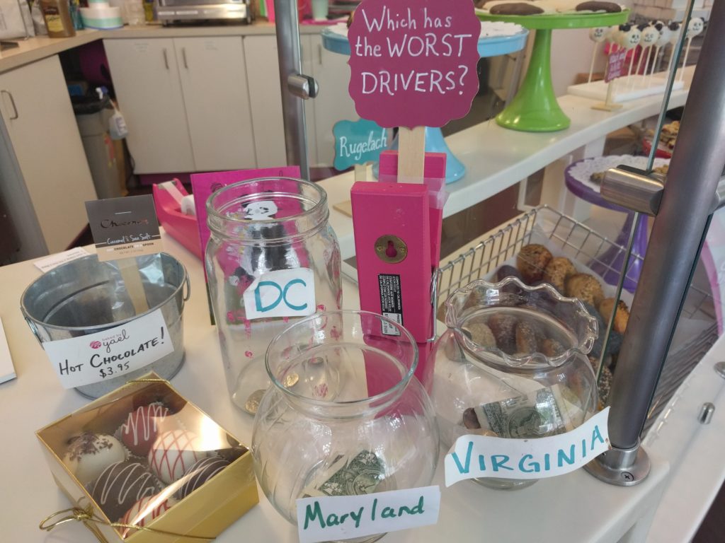 A tip jar at Baked By Yael in Northwest D.C. 