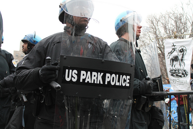 US Park Police dismantling Occupy DC, McPherson Square, 2012