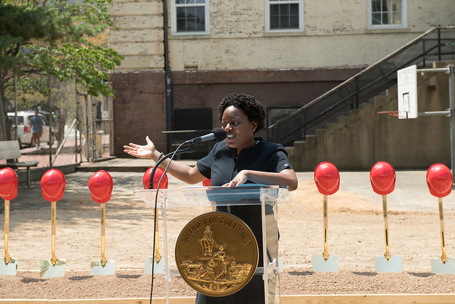 D.C. Public Schools Interim Chancellor Amanda Alexander at the kickoff event for Stevens School in July, 2018.