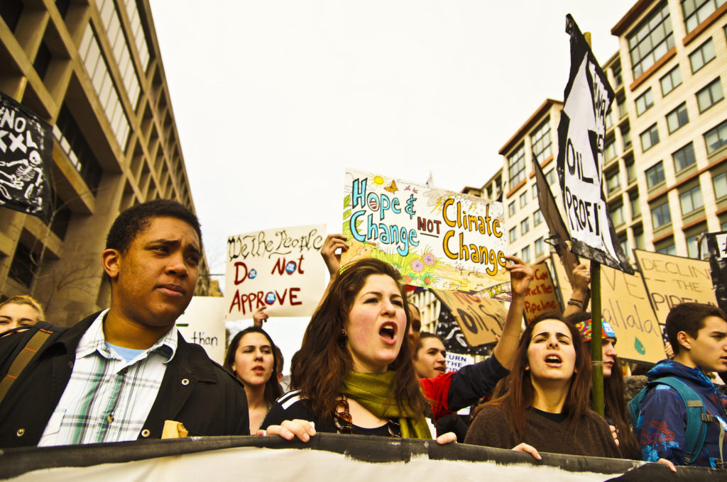 A climate change rally in Washington, D.C.