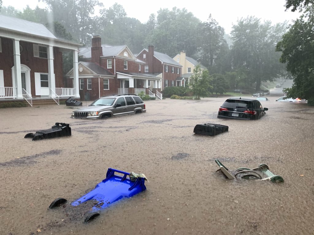 Flash flooding in Arlington, Virginia on July 8, 2019.