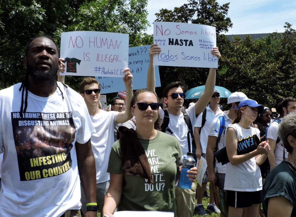 Protesters gathered at the Families Belong Together March in front of the White House on June 30, 2018