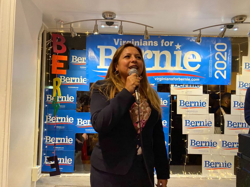 Virginia Delegate Elizabeth Guzman (D-District 31) co-chairs Bernie Sanders' campaign in Virginia.