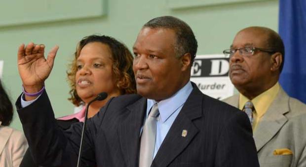 Rushern Baker speaks at a 2011 meeting in Maryland. 