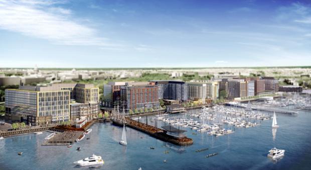 A rendering of The Wharf, a mile-long stretch along the Southwest Waterfront.