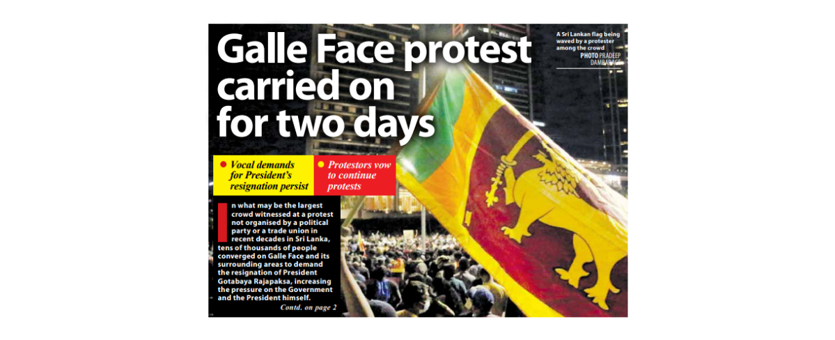 Galle Face protest carried on for two days - The Morning - Sri Lanka News