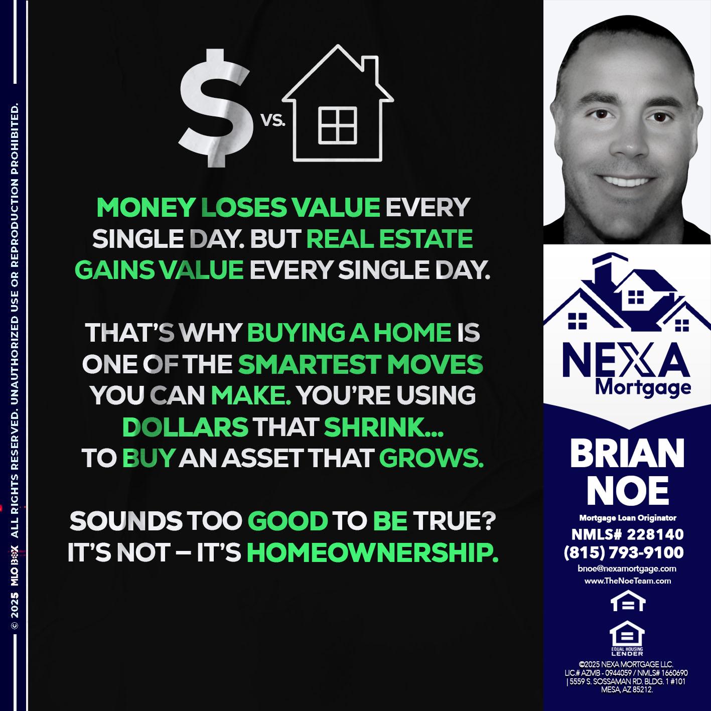 MONEY LOSES VALUE - Brian Noe -Mortgage Loan Originator