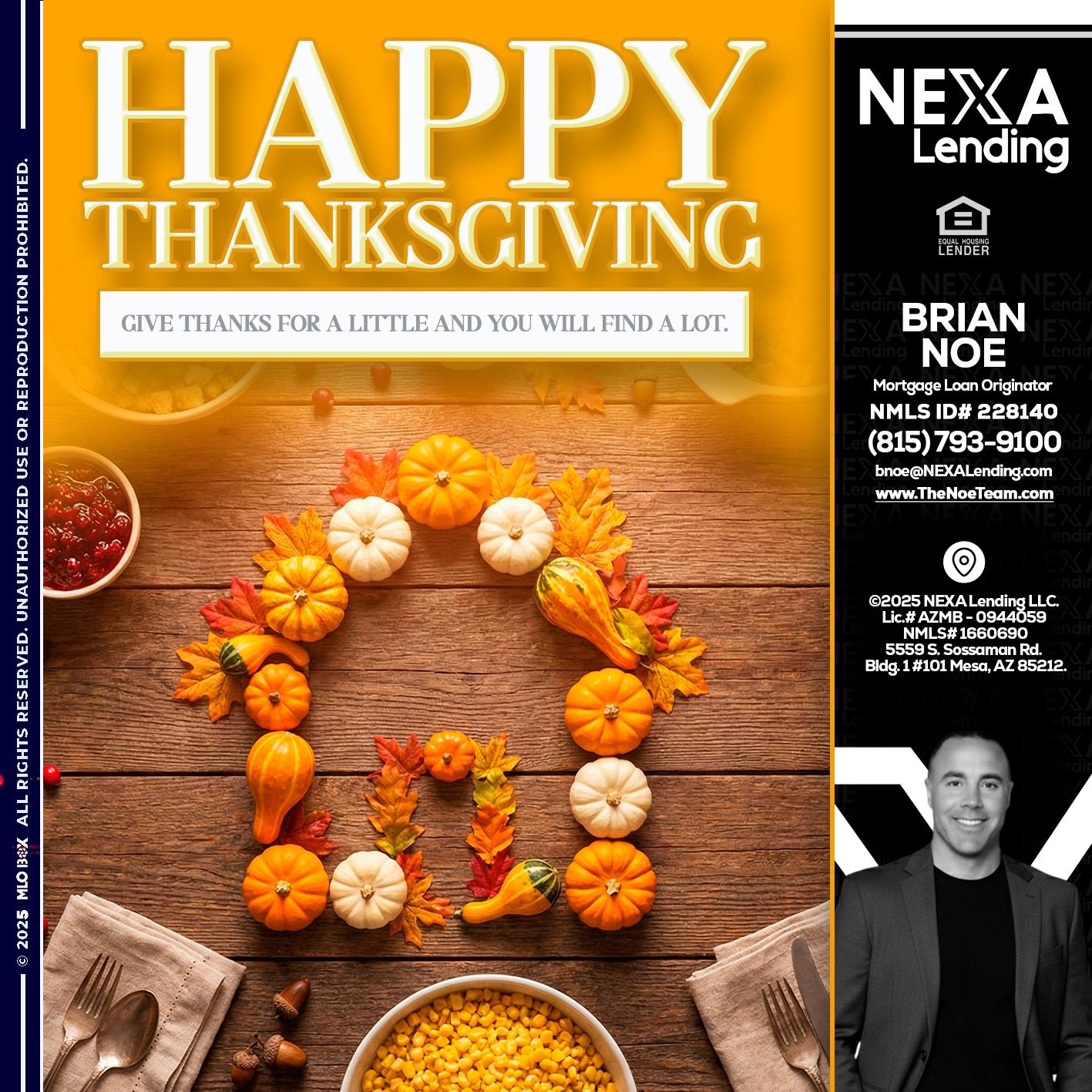 HAPPY THANKSGIVING - Brian Noe -Mortgage Loan Originator