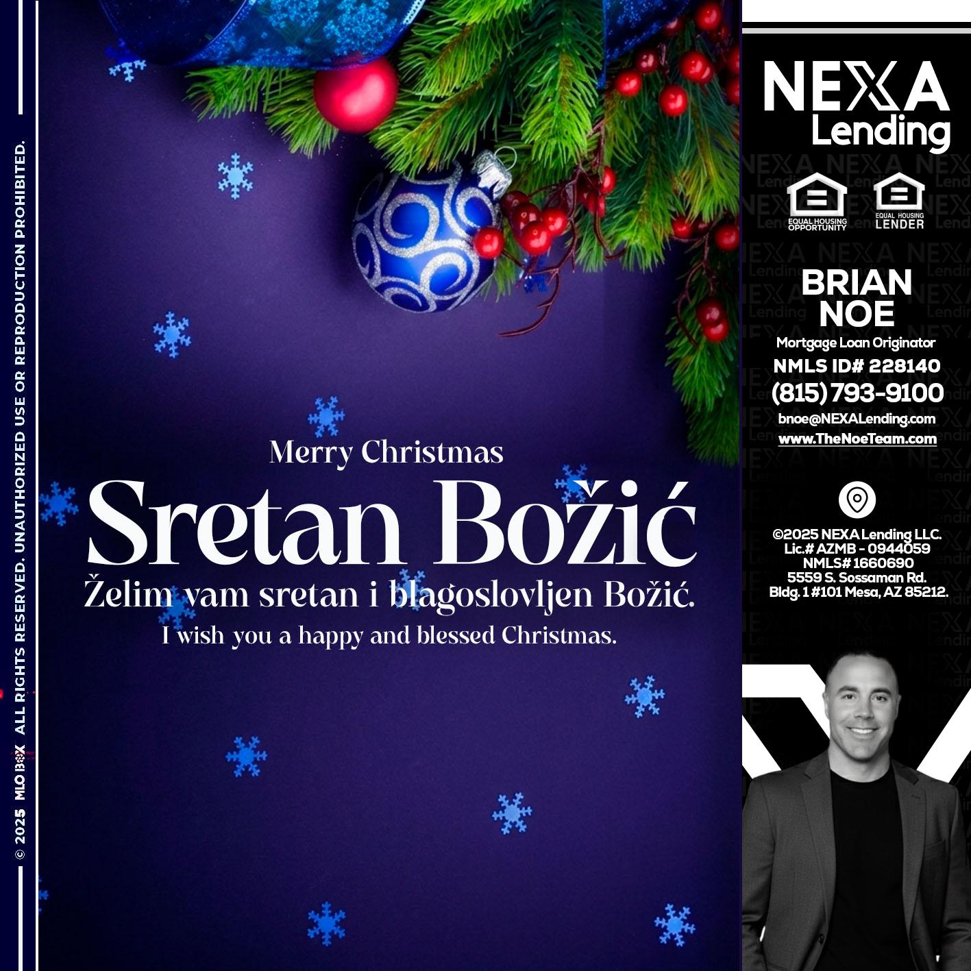 Sretan Božić - Brian Noe -Mortgage Loan Originator