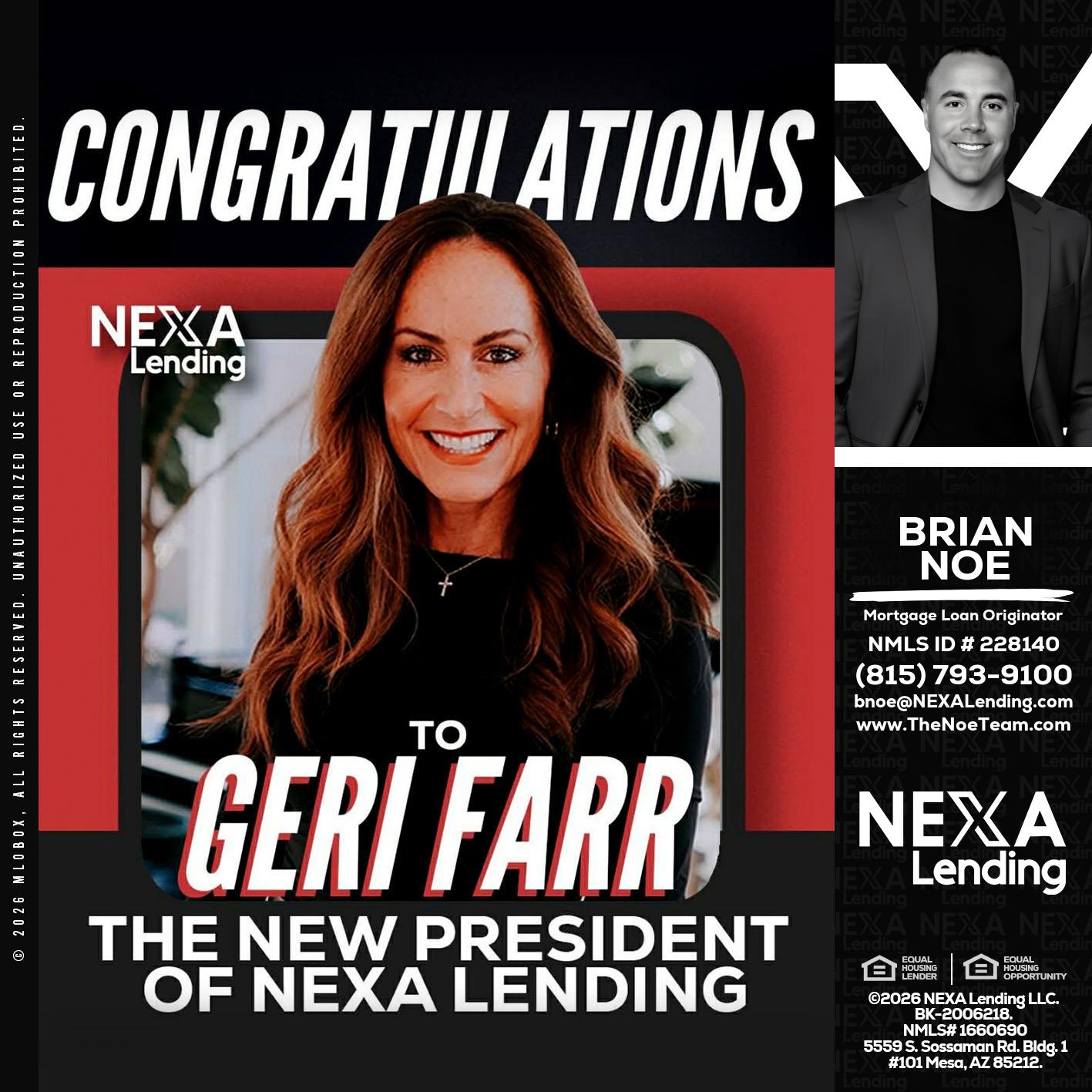 CONGRATULATIONS - Brian Noe -Mortgage Loan Originator