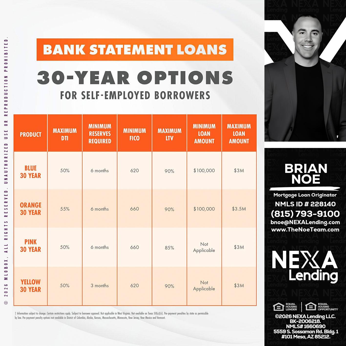 30 YEARS OPTIONS - Brian Noe -Mortgage Loan Originator