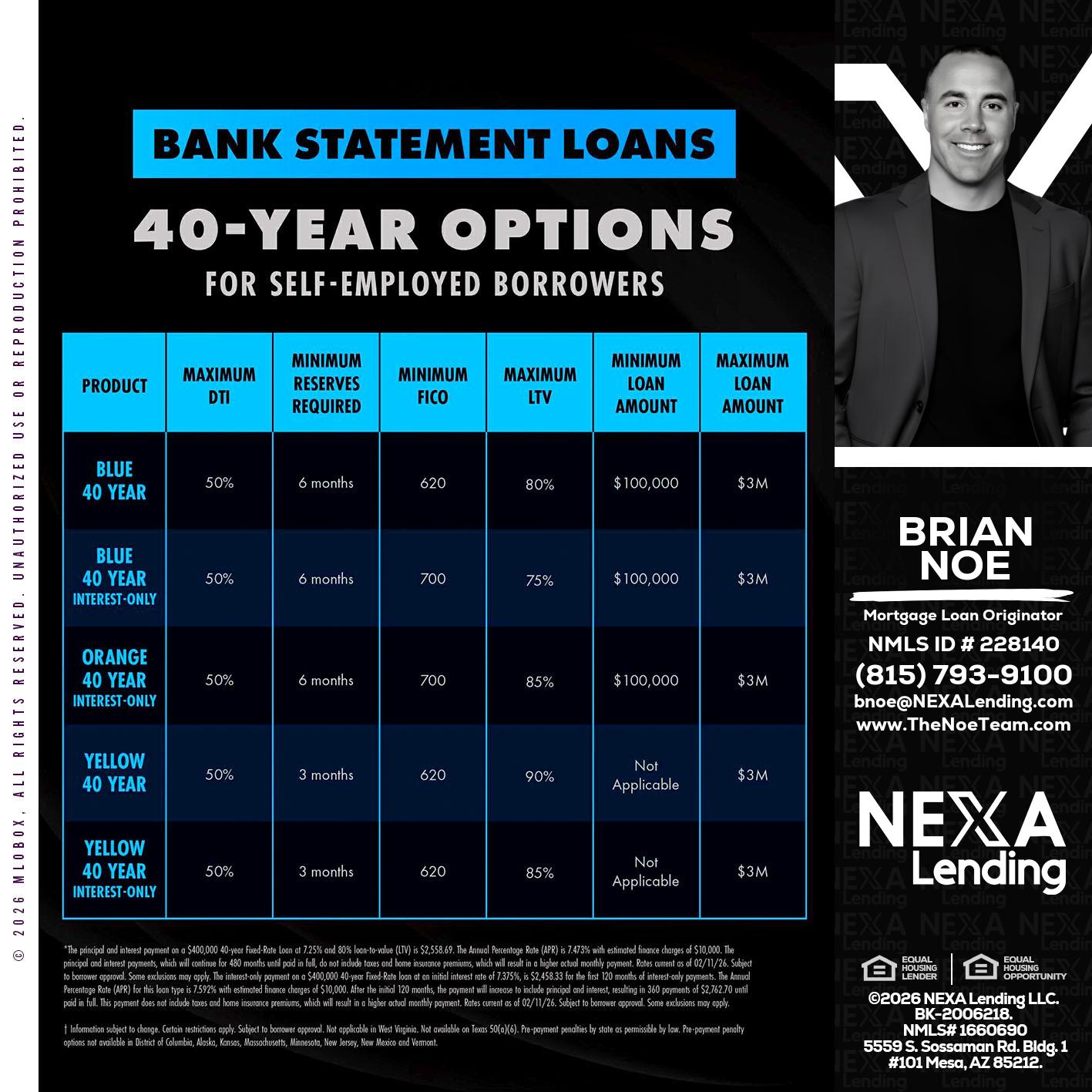 40 YR. OPTIONS - Brian Noe -Mortgage Loan Originator
