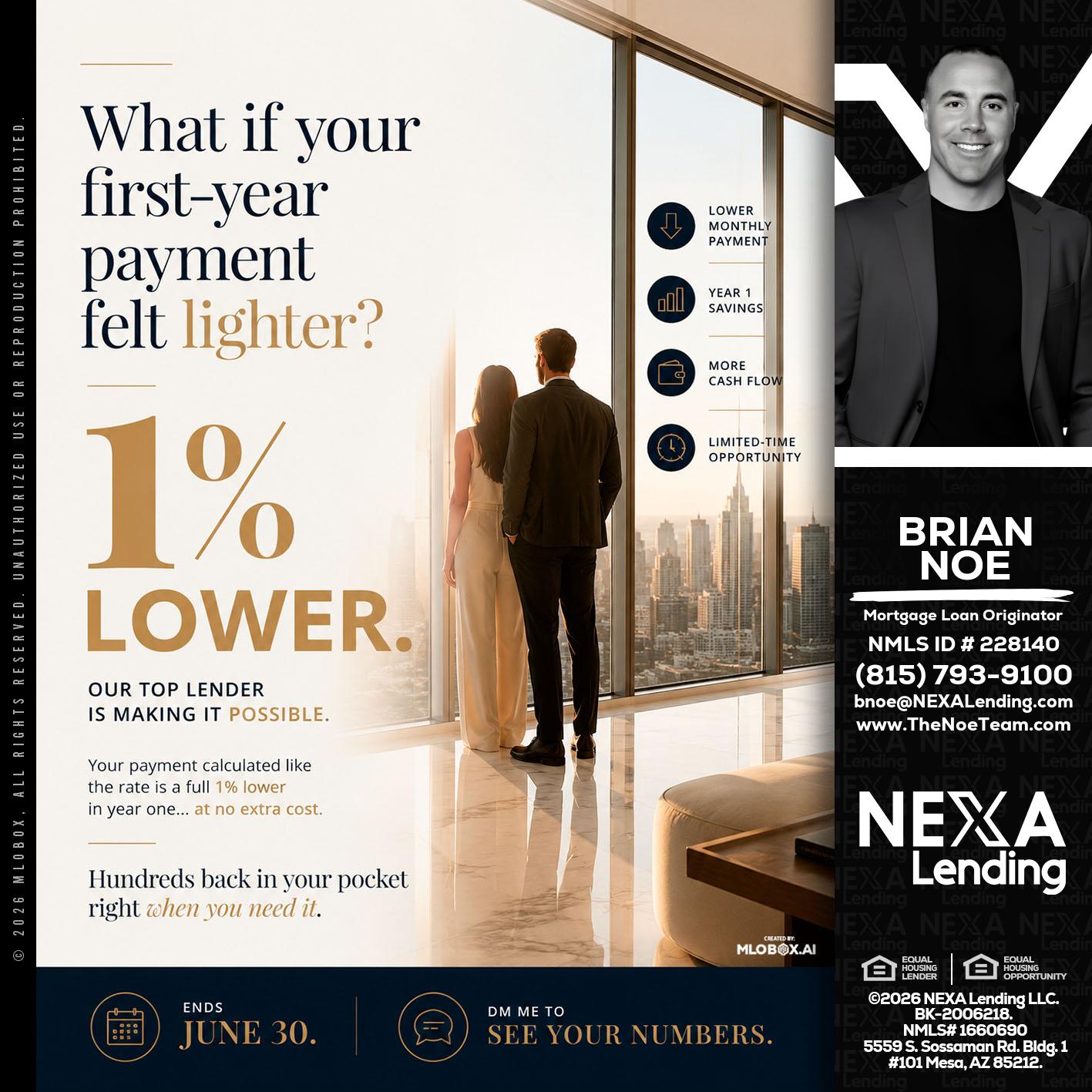 1% lower - Brian Noe -Mortgage Loan Originator