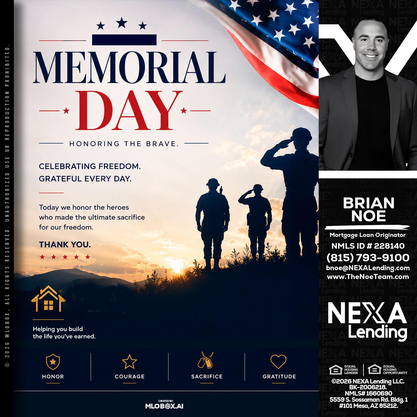 MEMORIAL DAY - Brian Noe -Mortgage Loan Originator