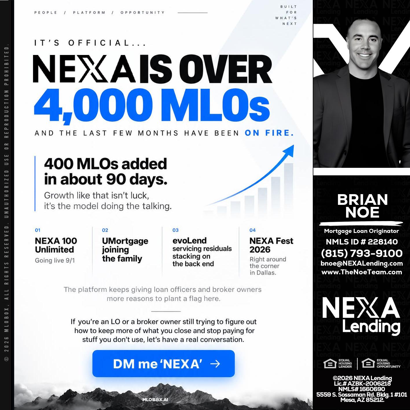 NEXA IS OVER 4000 MLOs - Brian Noe -Mortgage Loan Originator