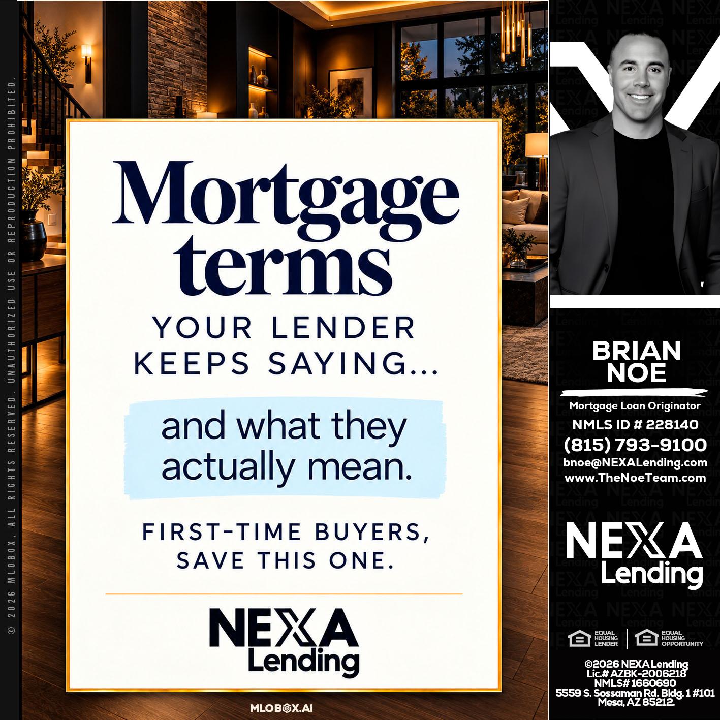 mortgage terms - Brian Noe -Mortgage Loan Originator