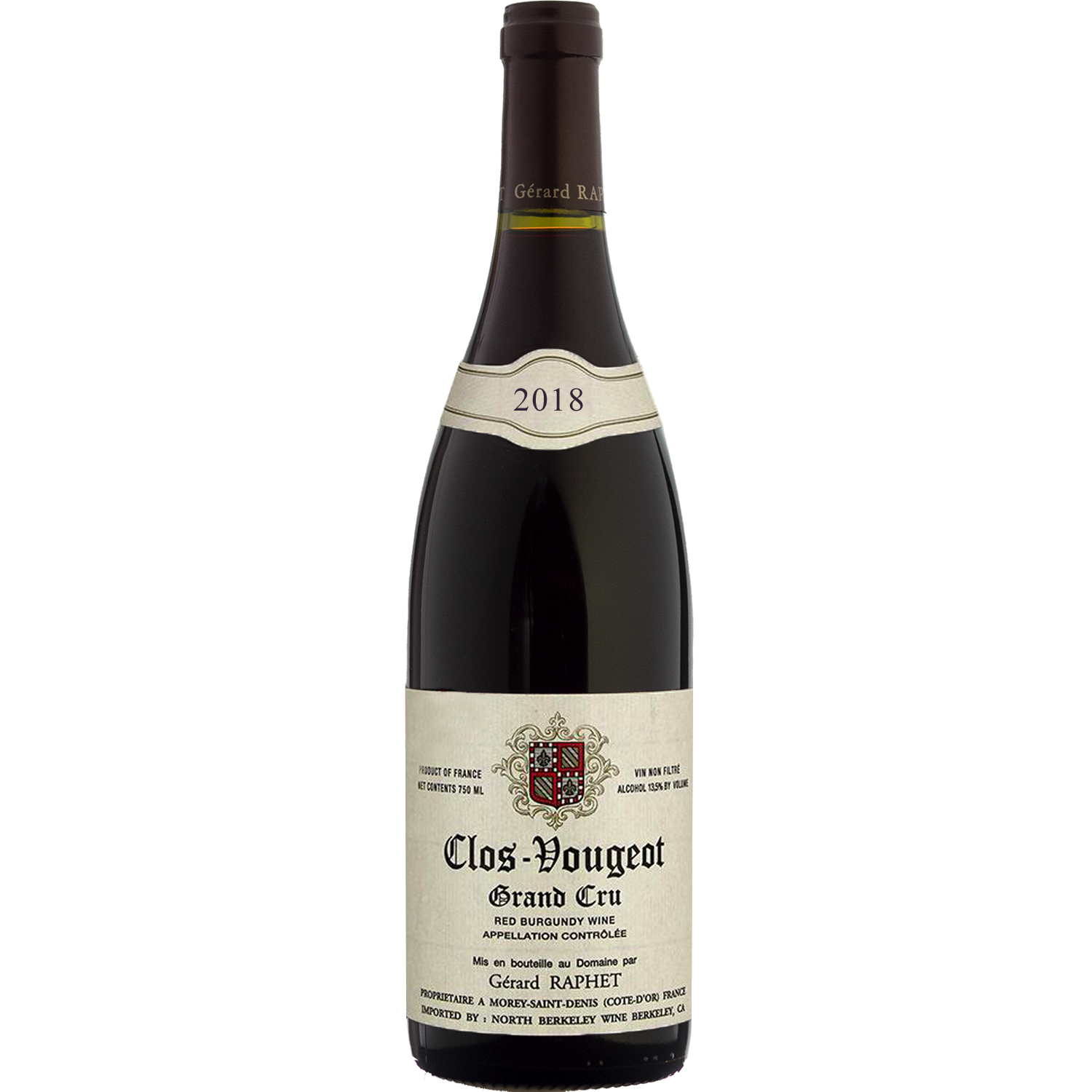 Domaine Gérard Raphet 2018 Clos Vougeot Grand Cru 750ml Wine Bottle