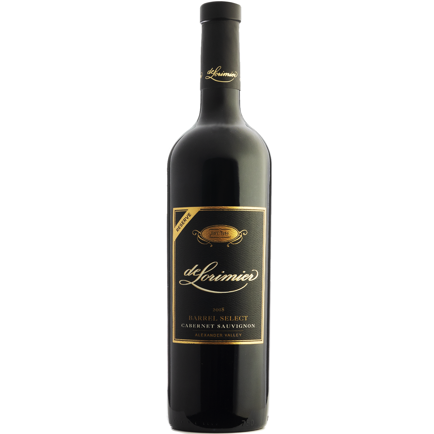 deLorimier 2018 'Barrel Select' Alexander Valley Reserve Cabernet Sauvignon 750ml Wine Bottle