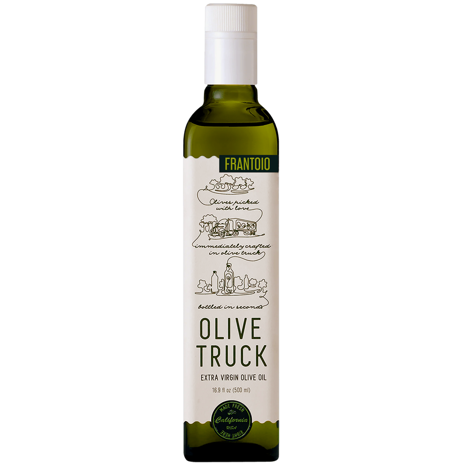 Olive Truck 2023 'Frantoio' Extra Virgin Olive Oil 500ml 750ml Wine Bottle