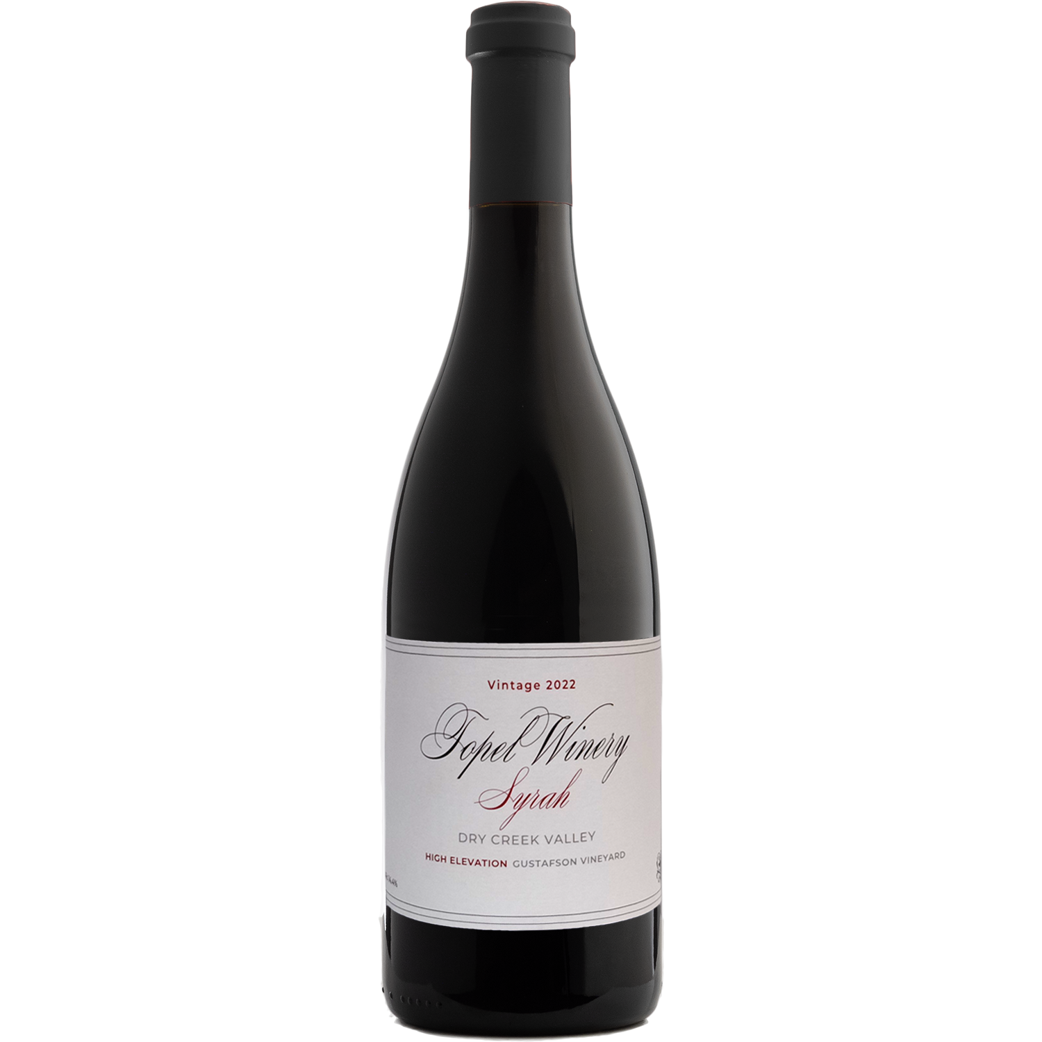 Topel Winery 2022 'High Elevation' Gustafson Vineyard DCV Syrah 750ml Wine Bottle