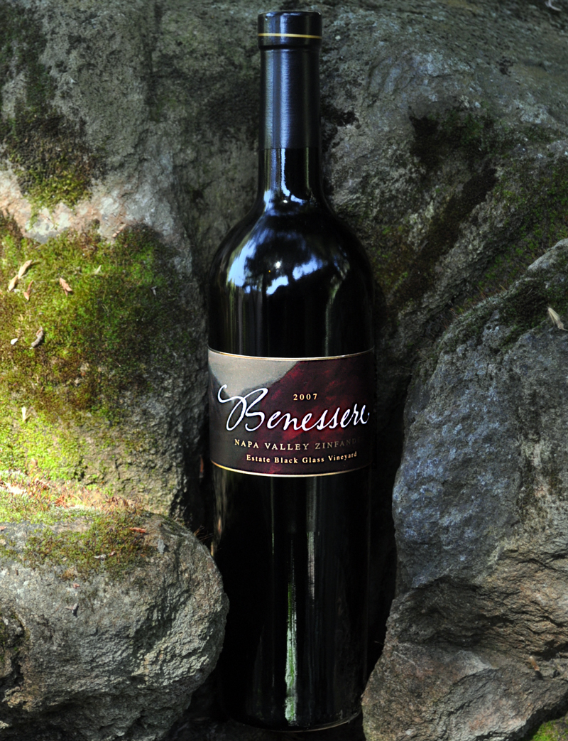 Benessere Vineyards 2007 Black Glass Vineyard Zinfandel 750ml Wine Bottle