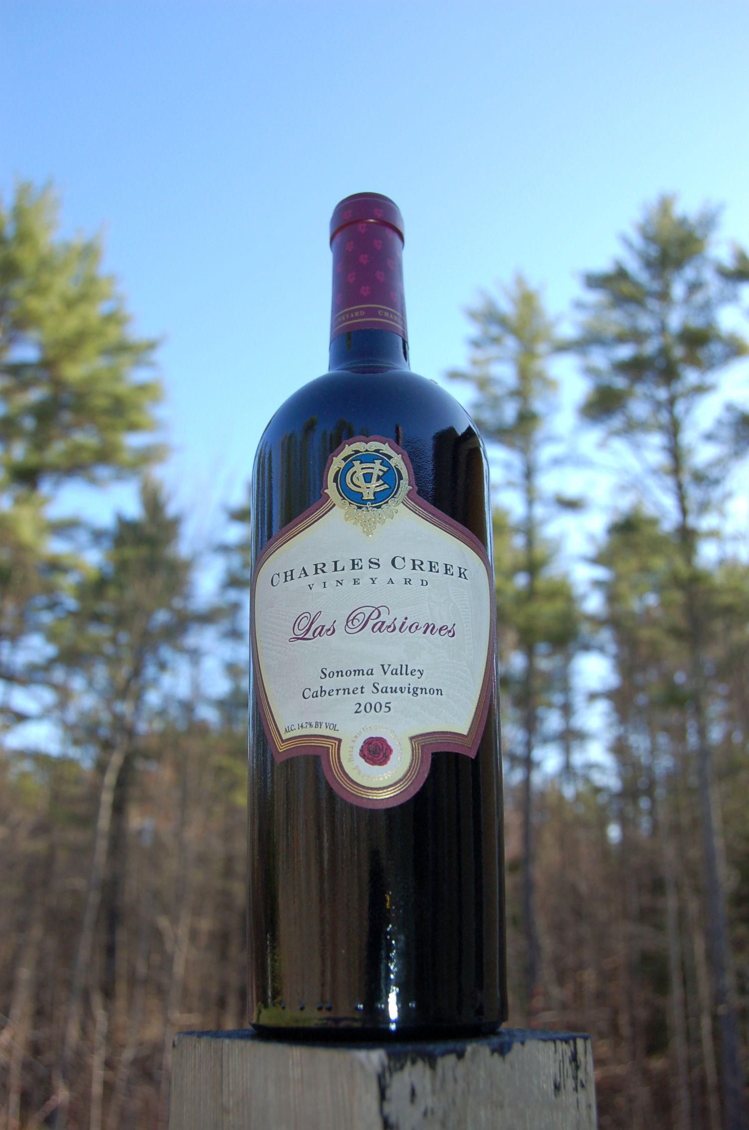 Charles Creek Vineyards 2005 Las Pasiones Sonoma Valley Cabernet Sauvignon 750ml Wine Bottle