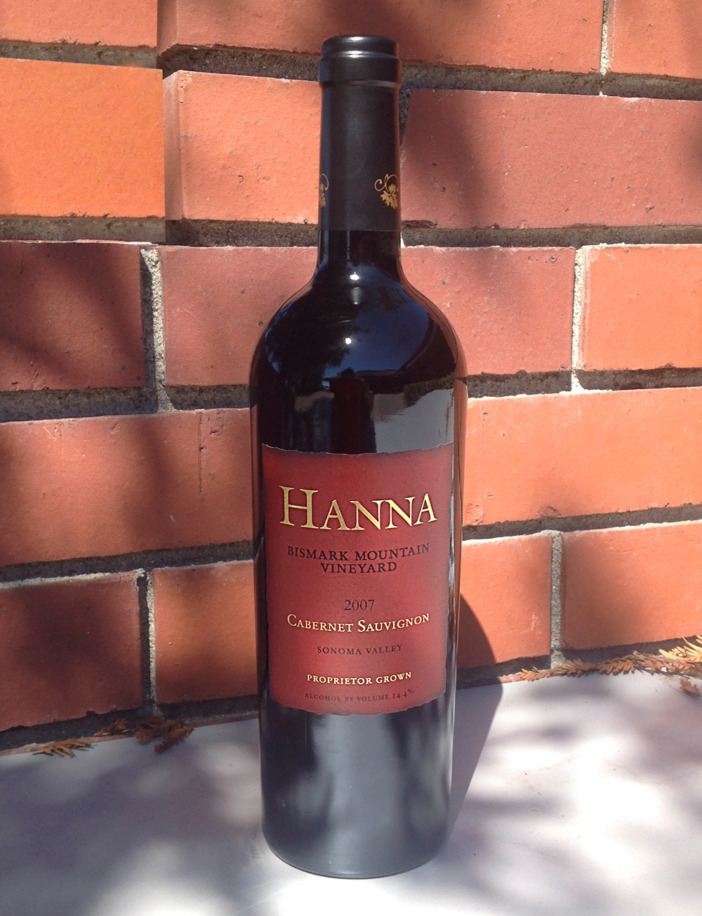 Hanna Winery 2007 Cabernet Sauvignon 750ml Wine Bottle