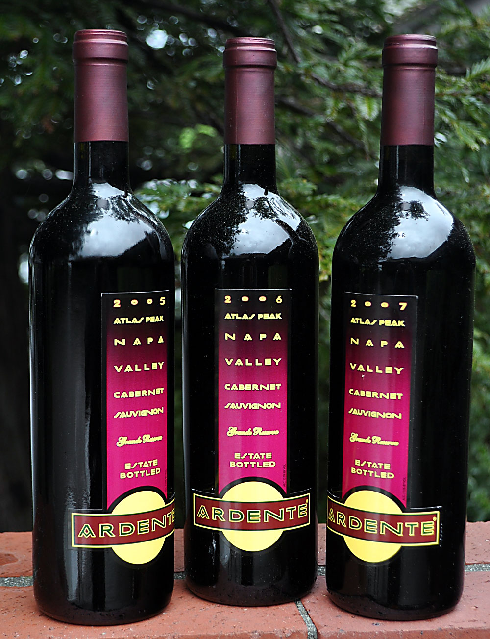 Ardente Estate 2005, 2006, 2007 Atlas Peak Napa Cabernet Sauvignon Vertical Trio (3 bottles) 750ml Wine Bottle