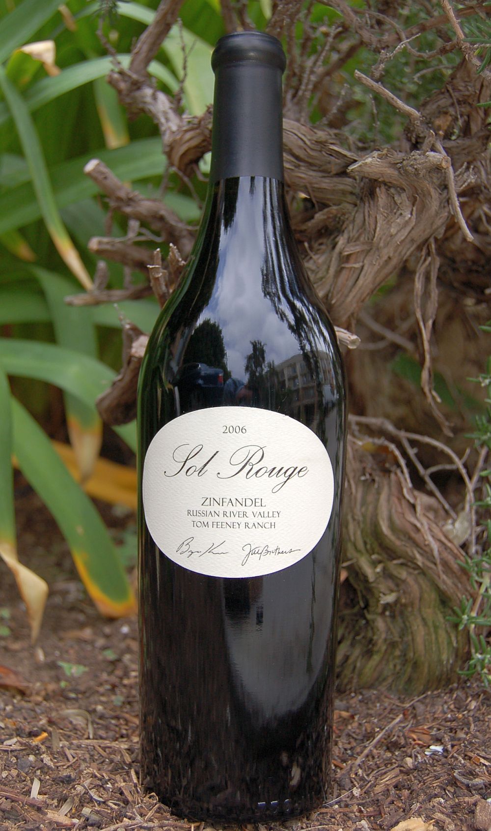 Sol Rouge 2006 Zinfandel, Tom Feeney Ranch 750ml Wine Bottle