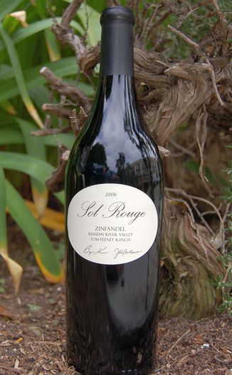 Sol Rouge 2006 Zinfandel, Tom Feeney Ranch 750ml Wine Bottle