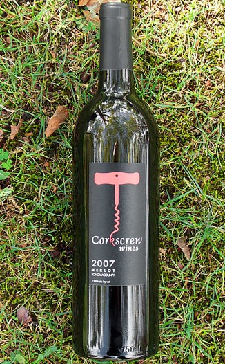 Corkscrew Wines 2007 Sonoma County Merlot 750ml Wine Bottle