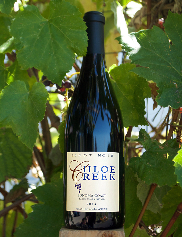 Chloe Creek Vineyards 2014 Sangiacomo Vineyard Sonoma Coast Pinot Noir 750ml Wine Bottle