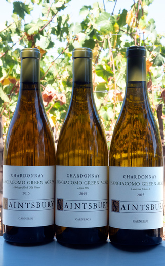 Saintsbury 2015 'Clonal Exploration Trio' Sangiacomo Green Acres Carneros Chardonnay 3 Pack 750ml Wine Bottle
