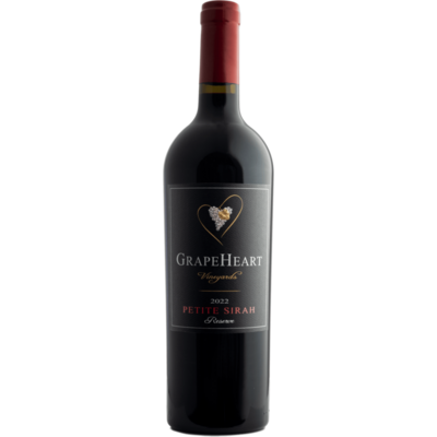 GrapeHeart Vineyards 2022 Estate Reserve Petite Sirah 750ml Wine Bottle
