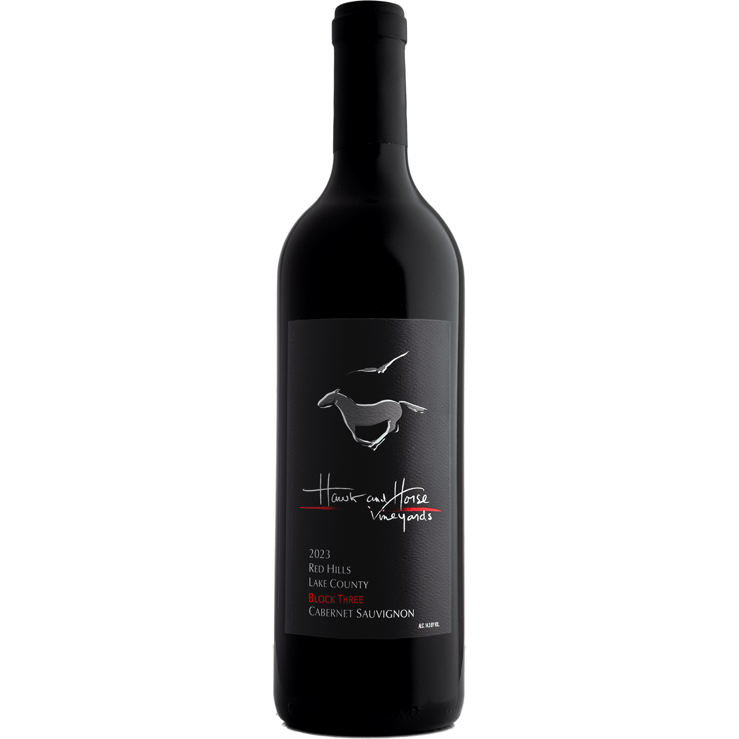 Hawk and Horse Vineyards 2023 'Block Three' Estate Cabernet Sauvignon 750ml Wine Bottle