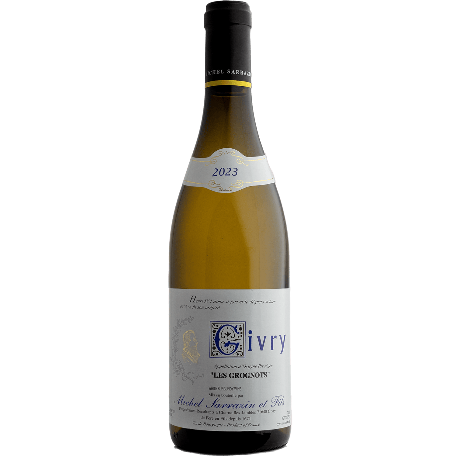 Domaine Michel Sarrazin et Fils 2023 ‘Les Grognots’ Givry Blanc 750ml Wine Bottle
