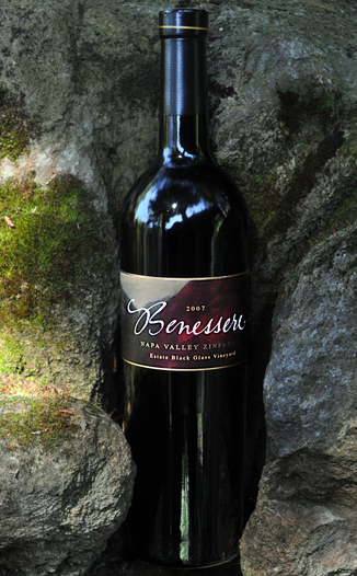 Benessere Vineyards 2007 Black Glass Vineyard Zinfandel 750ml Wine Bottle