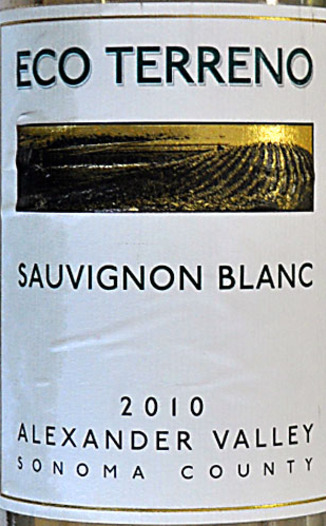 Eco Terreno 2010 Alexander Valley Sauvignon Blanc 750ml Wine Bottle
