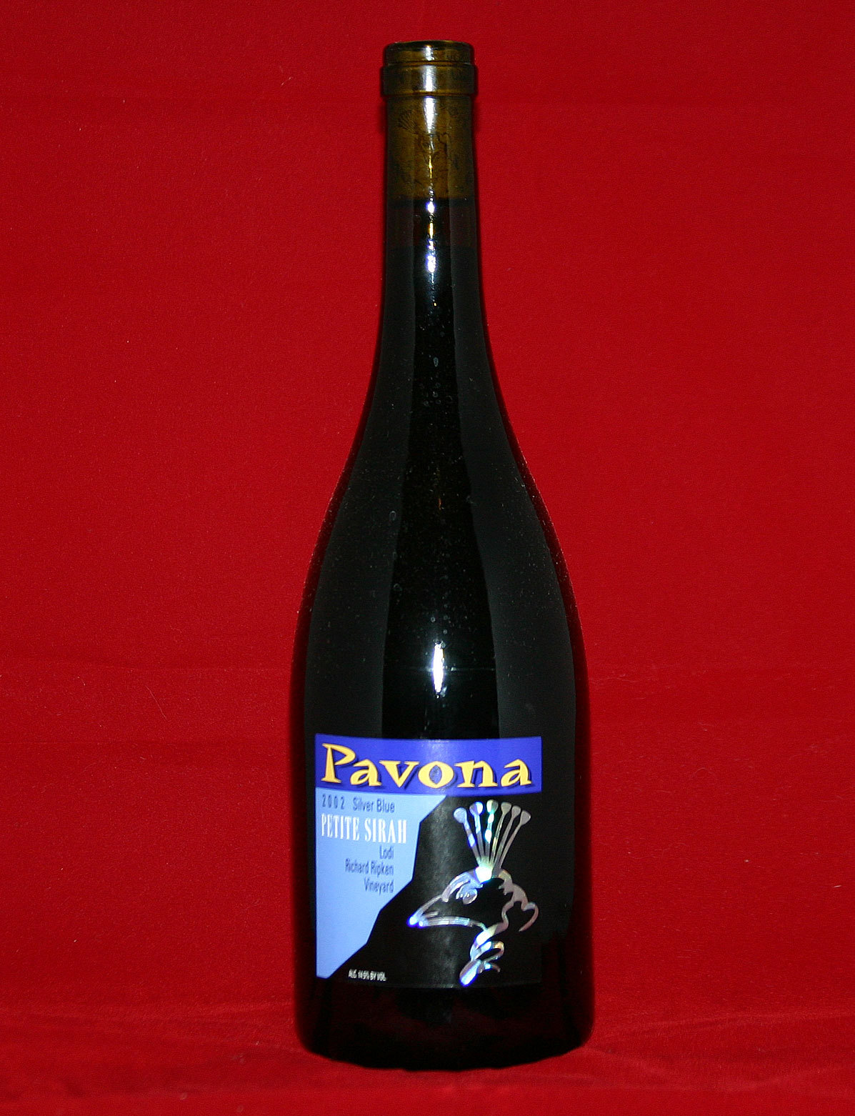 Pavona 2002 Silver Blue 750ml Wine Bottle