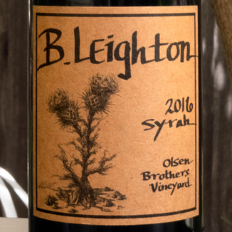B. Leighton 2016 Olsen Brothers Vineyard Yakima Valley Syrah 750ml Wine Label