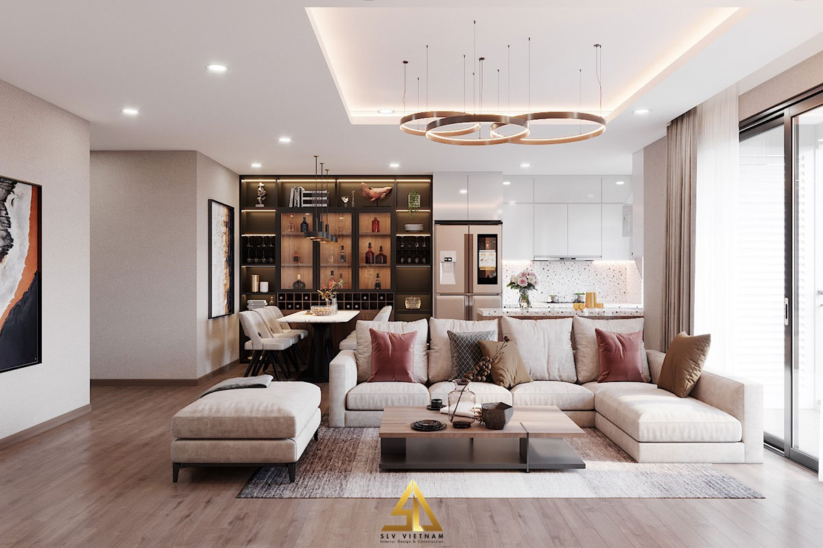 Phòng ngủ với tường ốp gỗ tự nhiên