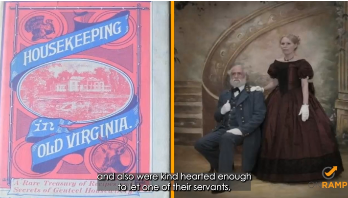 Side by side of an old cookbook and Robert E Lee