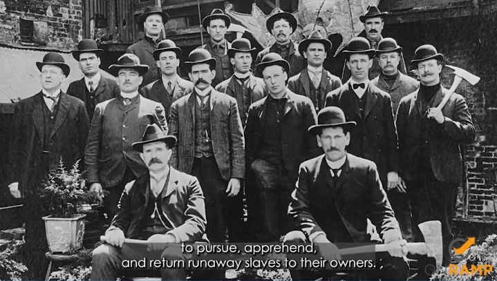 Black and white image of police in history. 