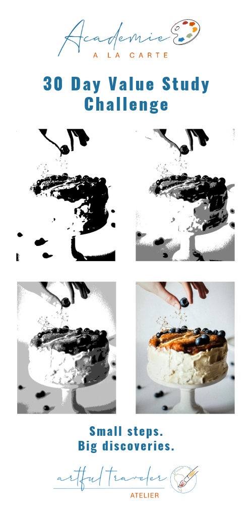 30 Day Value Study Challenge with 4 cakes with differing value studies