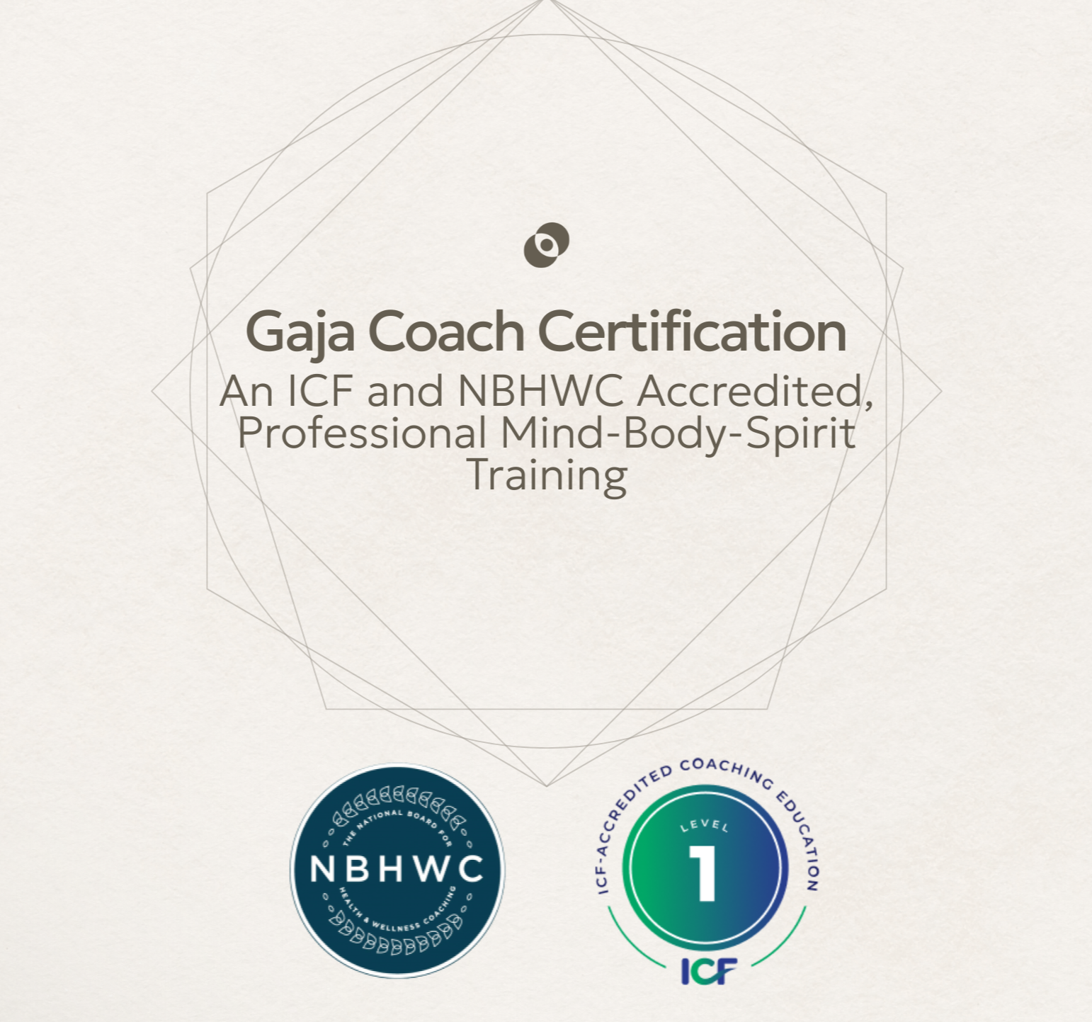 Gaja Coach Certification with ICF and NBHWC Logos