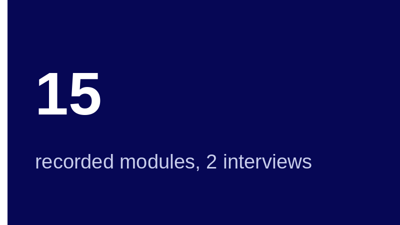 15 recorded modules and two interviews
