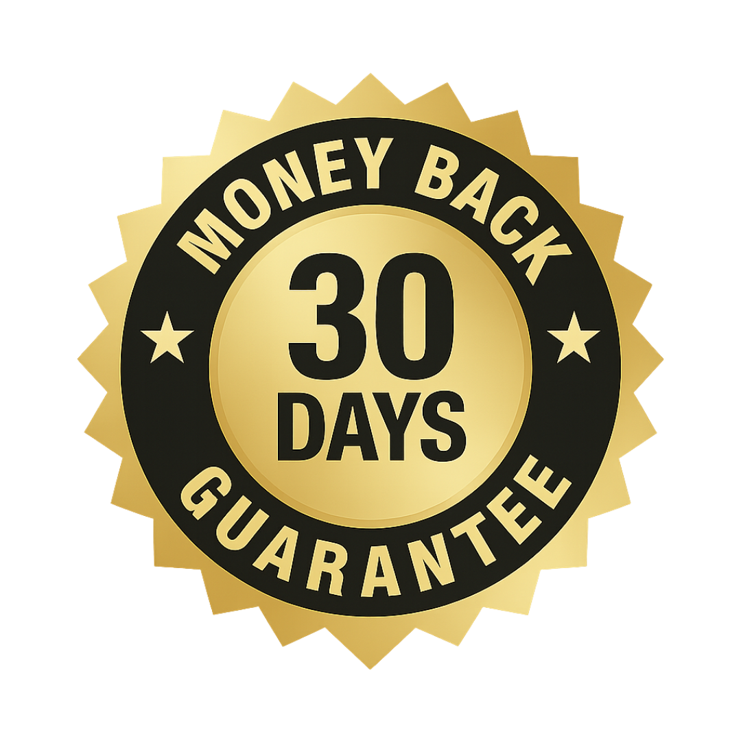 30 Day 100% Money-back guarantee