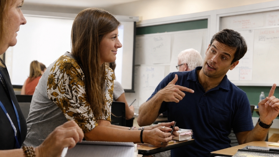 Gerrit works with a group of teachers during a professional development session.