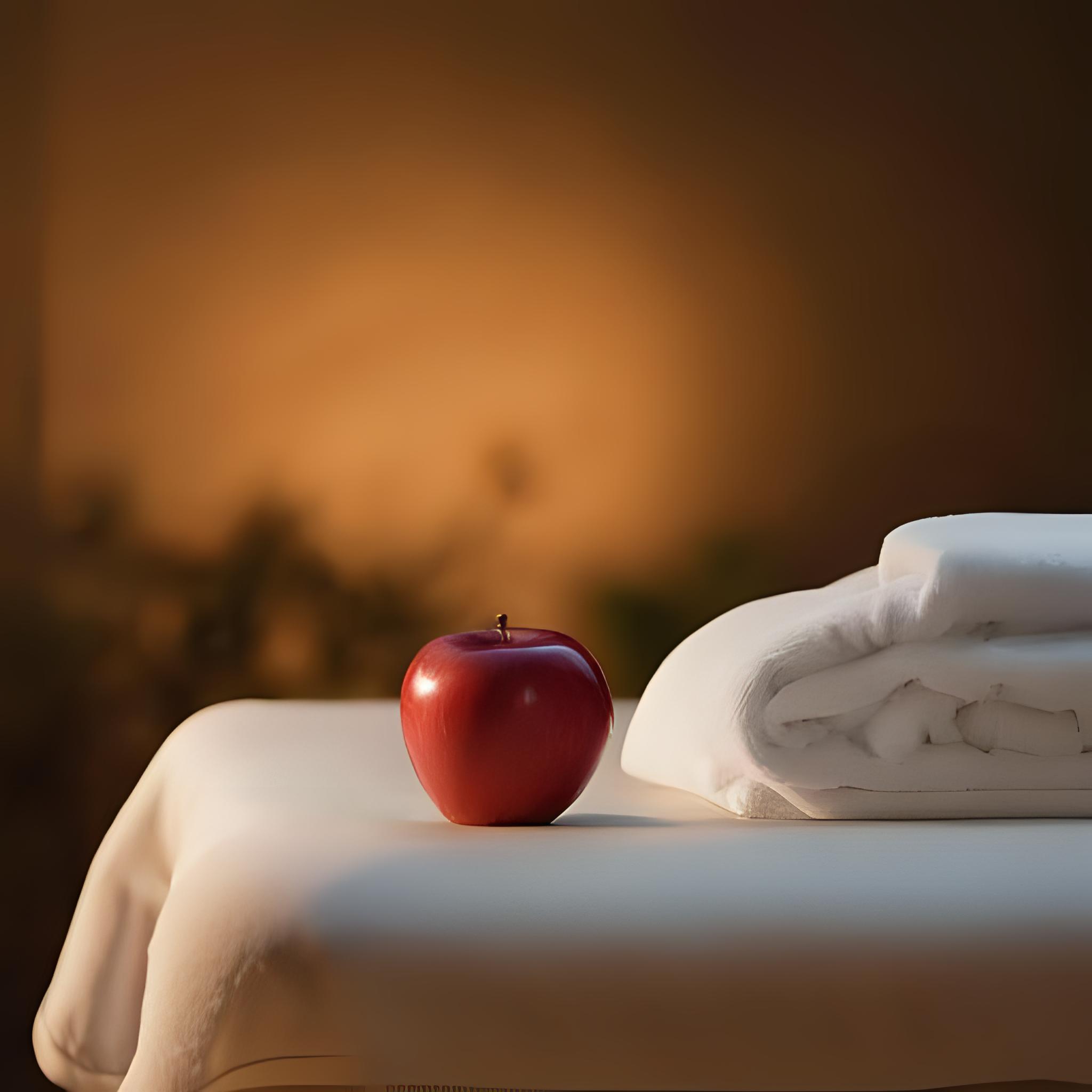 apple sitting on massage table