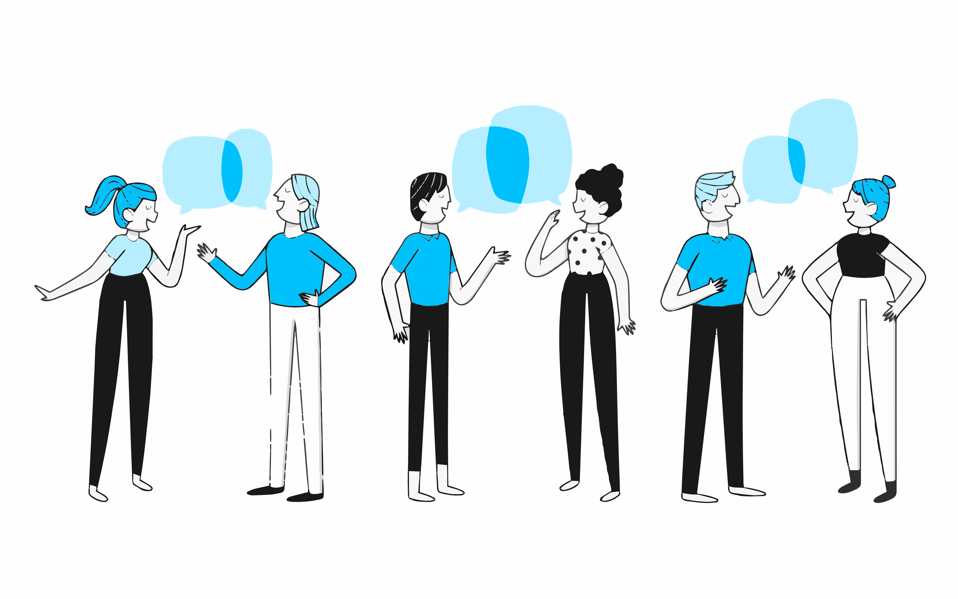 An illustration of people talking